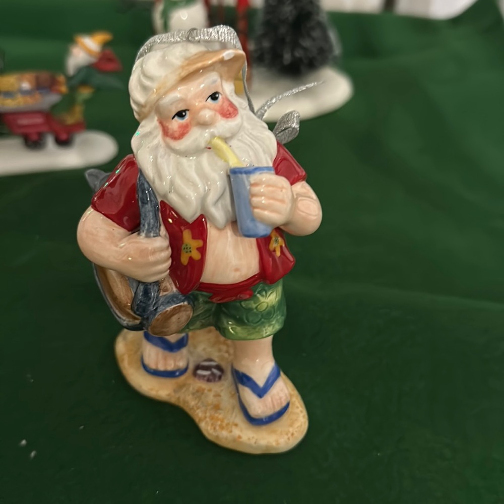 Appletree golfing Santa ornament